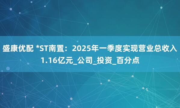 盛康优配 *ST南置：2025年一季度实现营业总收入1.16亿元_公司_投资_百分点