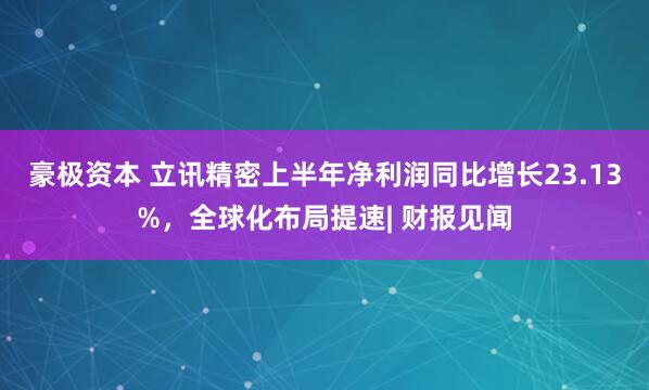 豪极资本 立讯精密上半年净利润同比增长23.13%，全球化布局提速| 财报见闻